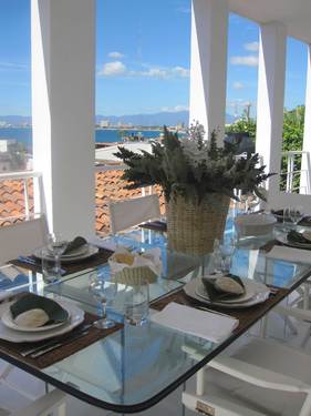Dining Table set with Plates with View on the Pacific Ocean/First Floor