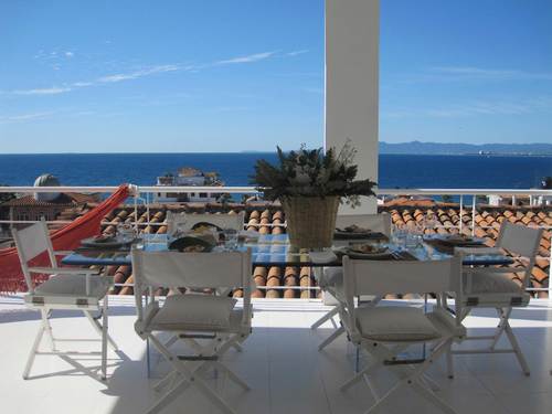 Dining Table set for Lunch with View on the Pacific Ocean/First Floor